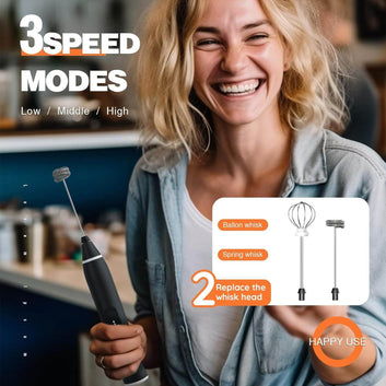 2-in-1 Rechargeable Electric Milk Frother & Coffee Whisk