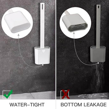 Deep-Cleaning Silicone Toilet Brush and Holder Set for Bathroom