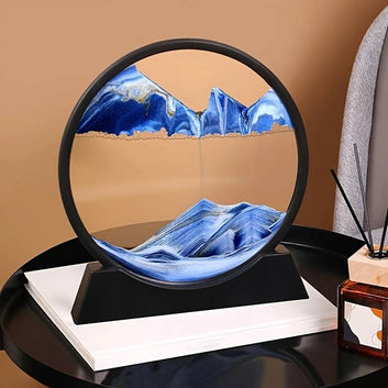 Moving Sand Art Pictures 3-d, Quicksand Painting Ornaments, Round Glass 3D Frame
