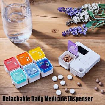 Alarm Pill Box-7 Days Pill Dispenser Organizer with Reminder Alarm