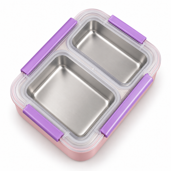 2-Compartment Stainless Steel Lunch Box – Minor Damage