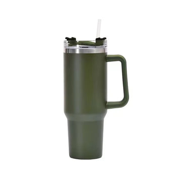 Vacuum Insulated Steel Tumbler 1200ml | Handle & Reusable Straw, Hot & Cold