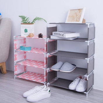 5 Layers Multifunctional Shoes Rack-Simple Dust Proof Assembly Fabric Dormitory