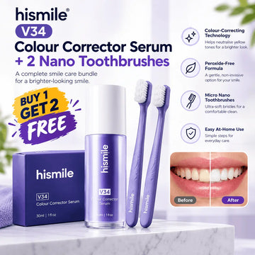 V34 Colour Corrector Serum + 2 Micro Nano Toothbrushes – Smile Brightening Deal