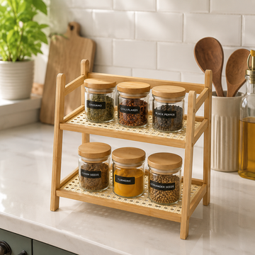 2-Tier Bamboo Countertop Organizer Shelf