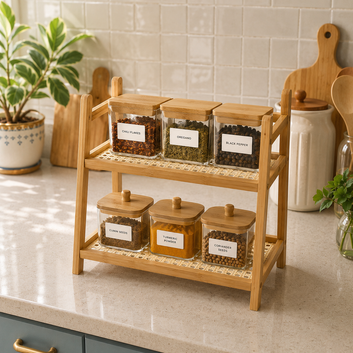 2-Tier Bamboo Countertop Organizer Shelf